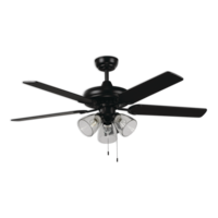 For Living 52" 5-Reversible Blade 3-Speed 3-Lights Ceiling Fan, Black