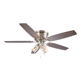 For Living 52" 5-Reversible Blade 3-Speed 3-Lights Ceiling Fan, Brushed Nickel Bottom_Plunge