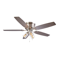 For Living 52" 5-Reversible Blade 3-Speed 3-Lights Ceiling Fan, Brushed Nickel Bottom_Plunge