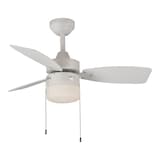 For Living 36" 3-Reversible Blade 3-Speed Integrated LED Ceiling Fan with 3 CCT, White/Oak Bottom_Plunge