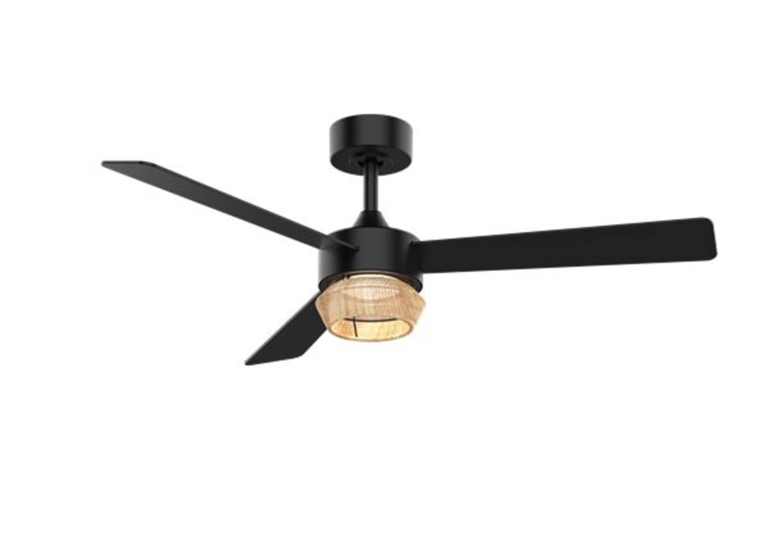 Globe Bellmore 48" 3-Blade Reversible 6-Speed Dimmable (6 CCT) RGB Integrated LED Smart Ceiling Fan with Remote, Black Front_Angled_Left