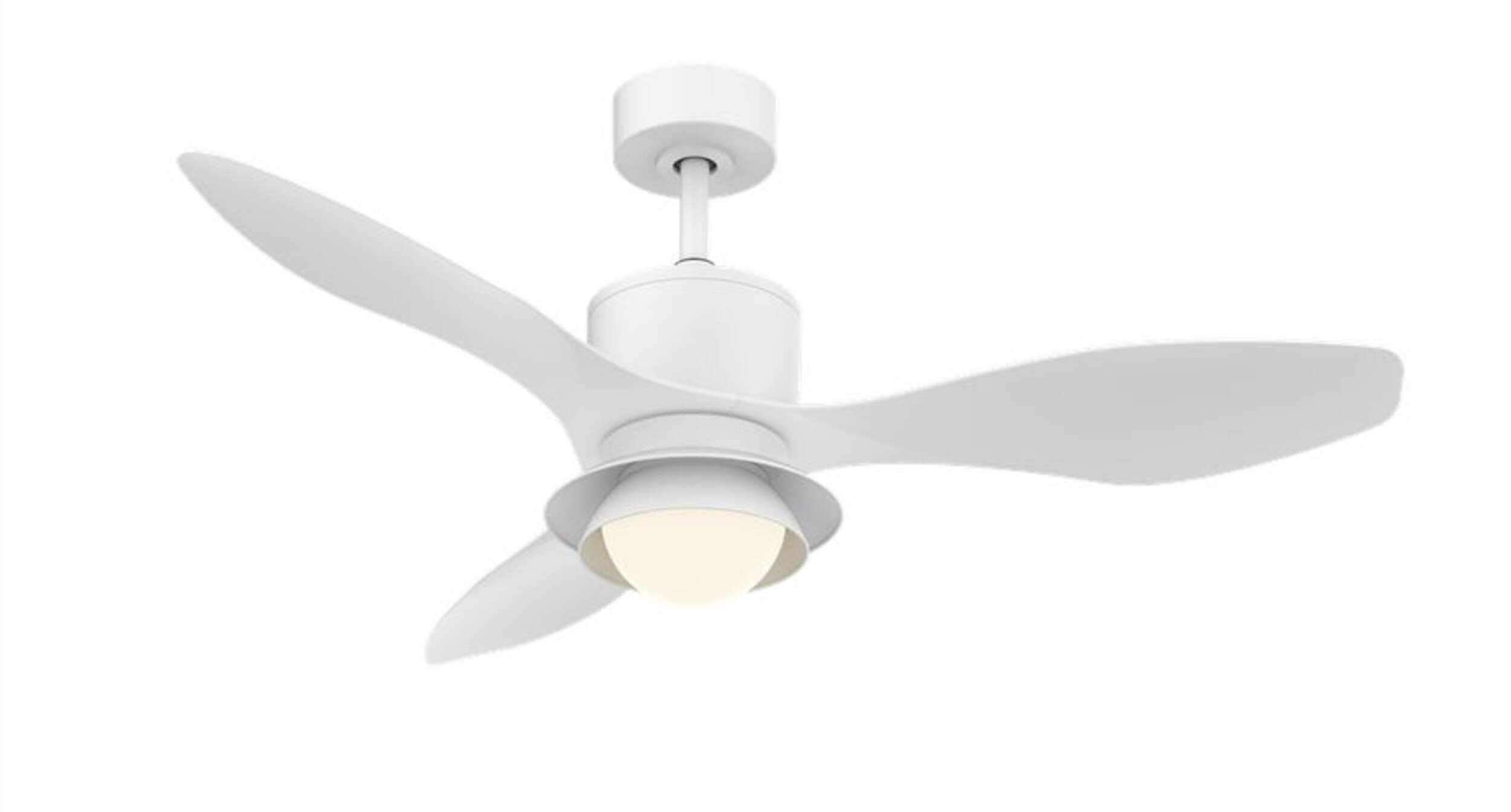 Ventilateur de plafond intelligent d'intérieur à 3 pales à DEL intégrée Globe Oswald, avec trousse d'éclairage et télécommande, 48 po, blanc Front_Angled_Left