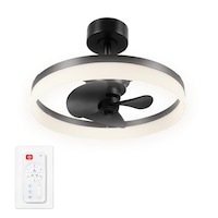 Globe Indoor LED Fandelier with Remote, Modern Ceiling Fan with Lights, Matte Black, 20-in