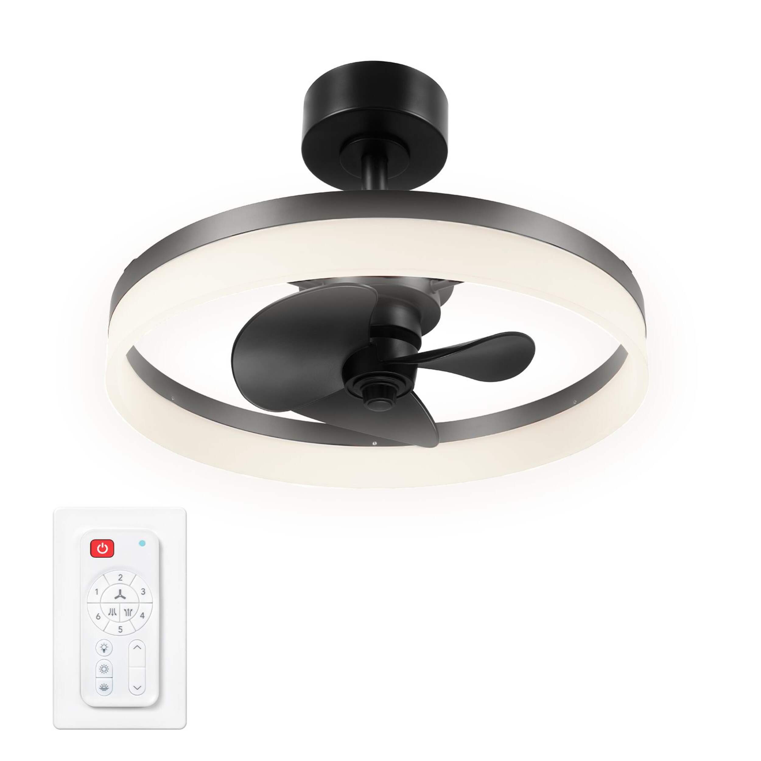 Globe Indoor LED Fandelier with Remote, Modern Ceiling Fan with Lights, Matte Black, 20-in Composite_or_Mixed
