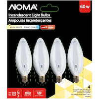 Noma Incandescent B10 60W Candelabra Bulbs, 4-pk