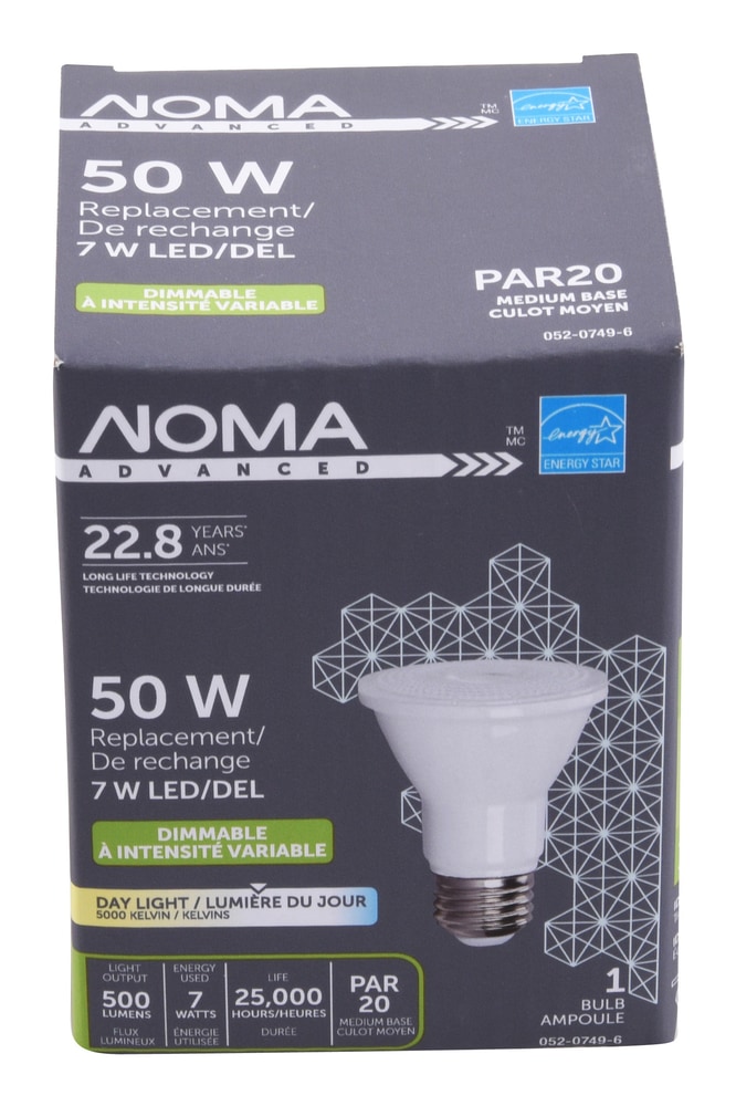 Ampoule à DEL NOMA PAR20, 50 W, intensité variable, lumière du jour