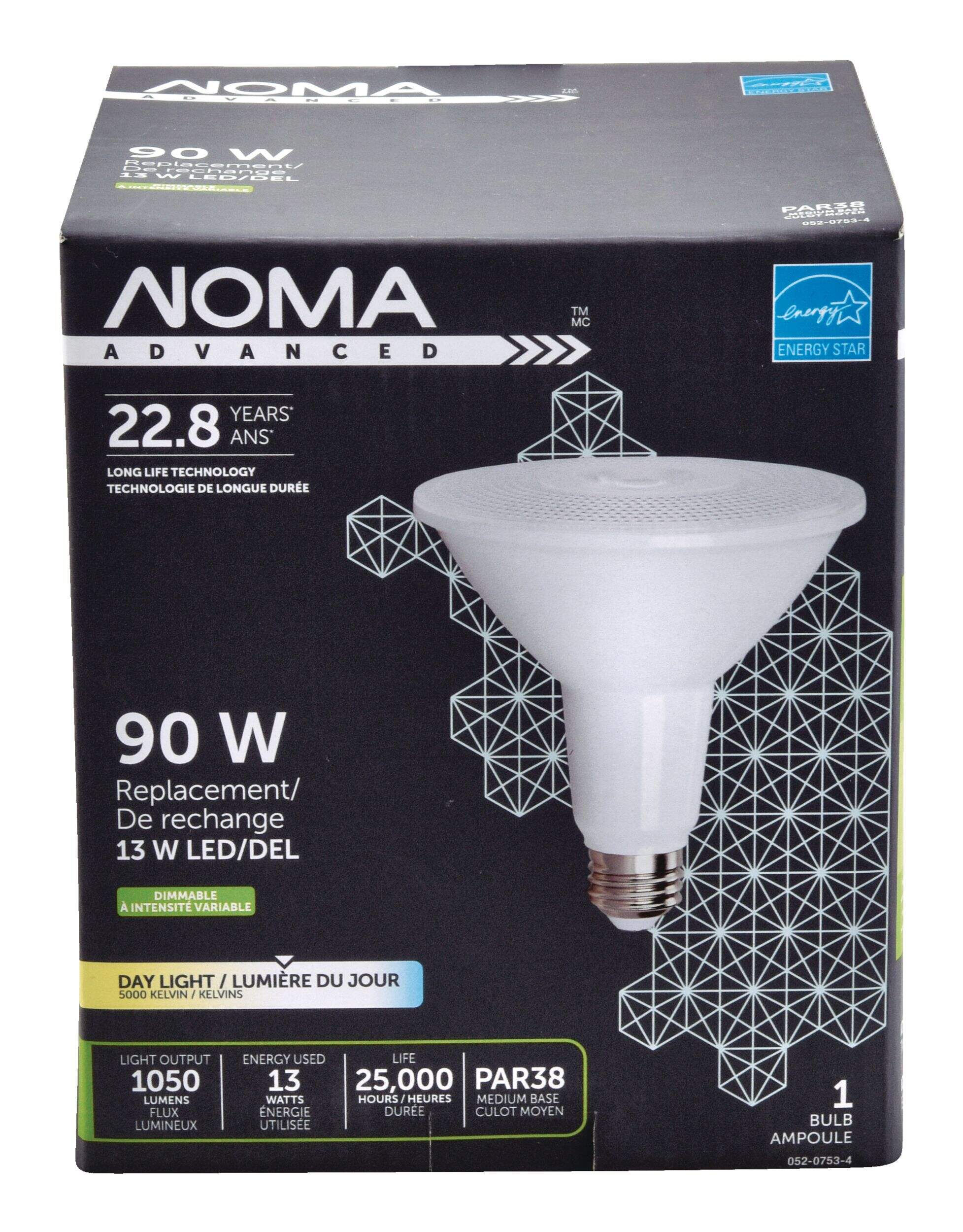 NOMA Advanced PAR38 E26 Base Dimmable LED Flood Light Bulb, 1050 Lumens, Daylight, 90W Front_Elevated