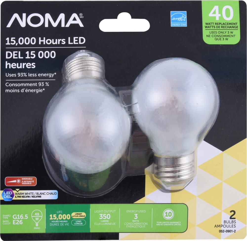 Ampoules à filament à DEL à intensité variable à culot E26 NOMA G16.5