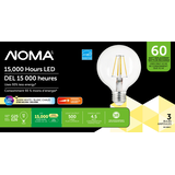Ampoules à filament à DEL à intensité variable transparentes à culot E26 NOMA G25, 500 lumens, blanc chaud, 60 W, paq. 3 Front_Flat