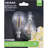 NOMA A15 E12 Base Non-Dimmable LED Filament Light Bulbs, 2700K, Warm White, 40W, 2-pk Front_Flat