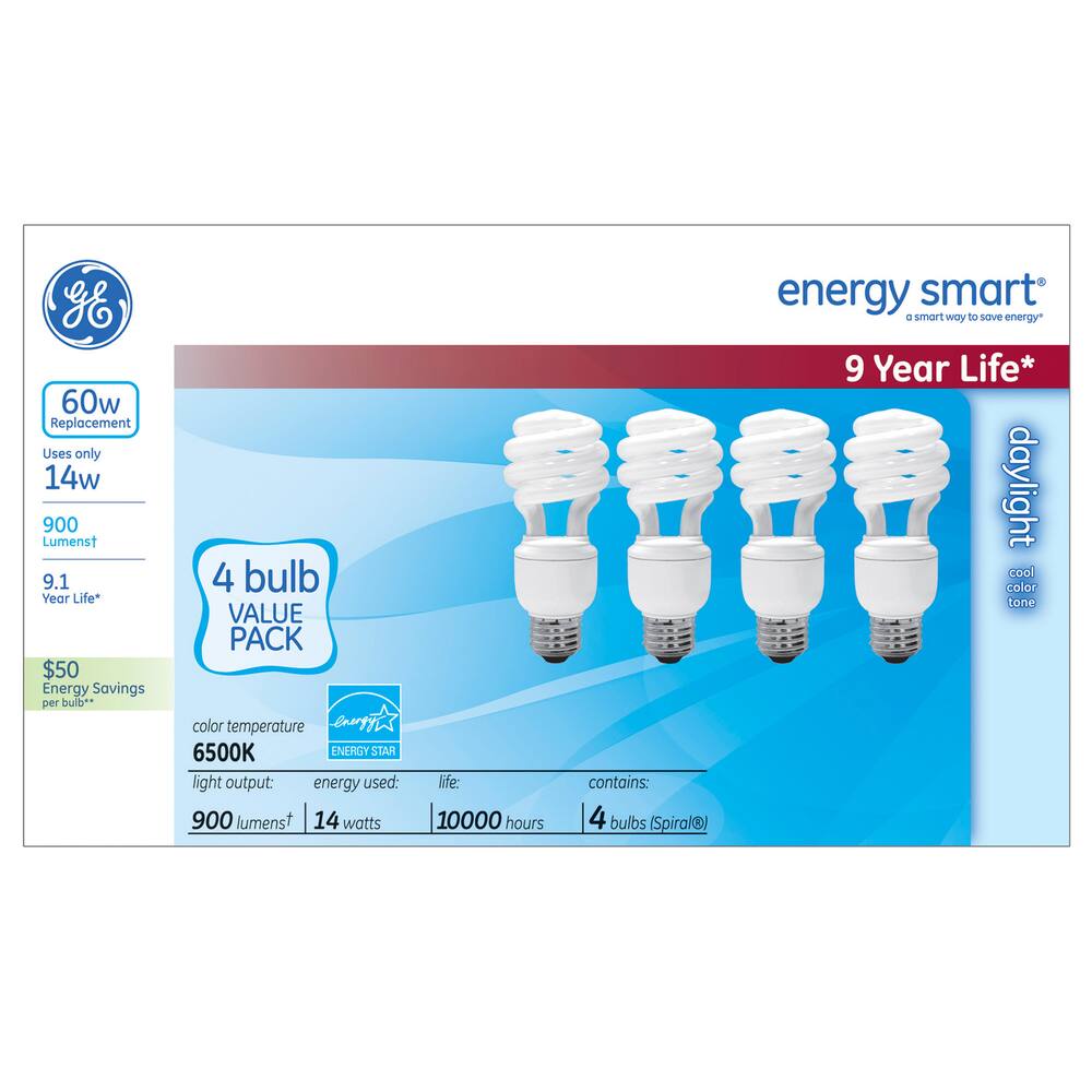 GE CFL 14W 10,000-Hour Daylight Bulbs, 4-pk | Canadian Tire