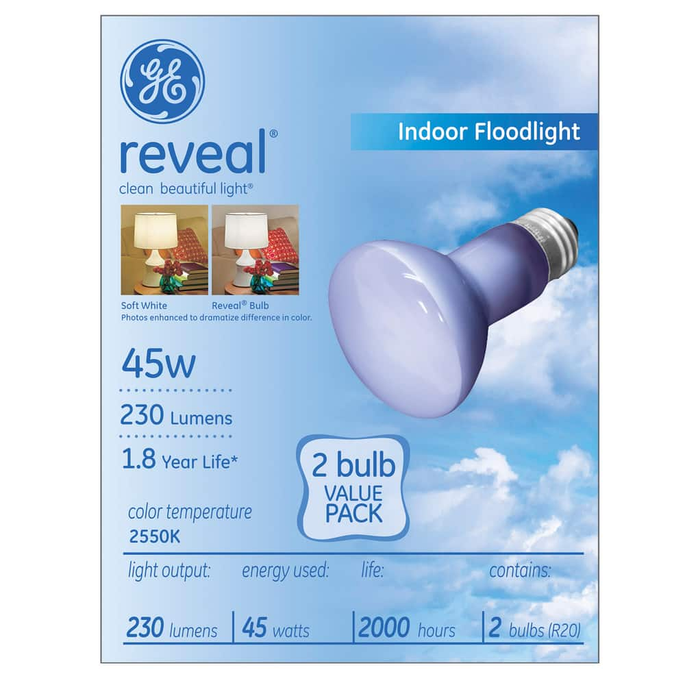 GE Reveal Incandescent 45W R20 Bulbs, 2-pk | Canadian Tire