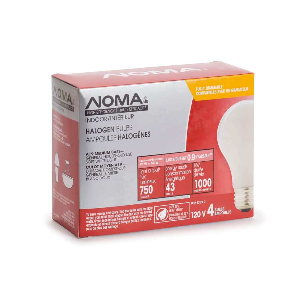 NOMA 43W Halogen Soft White Light Bulbs 4 pk Canadian Tire