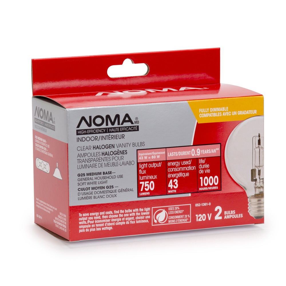 Ampoule halogène G25 NOMA, transparent, paq. 2 Canadian Tire