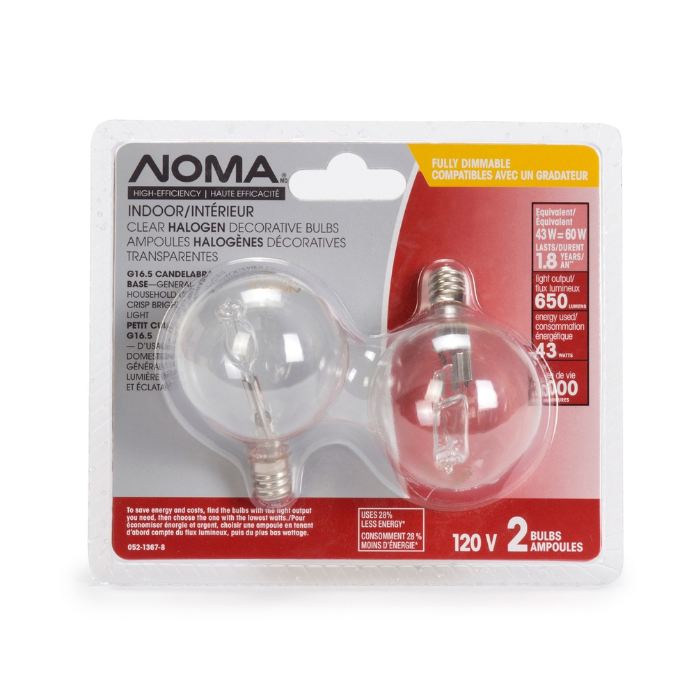 NOMA 43W G16.5 Halogen Bulbs, 2pk Canadian Tire