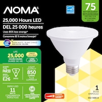 NOMA PAR30 E26 Base Short Neck Dimmable LED Light Bulb, 3000K, 850 Lumens, Warm White, 75W Front_Flat