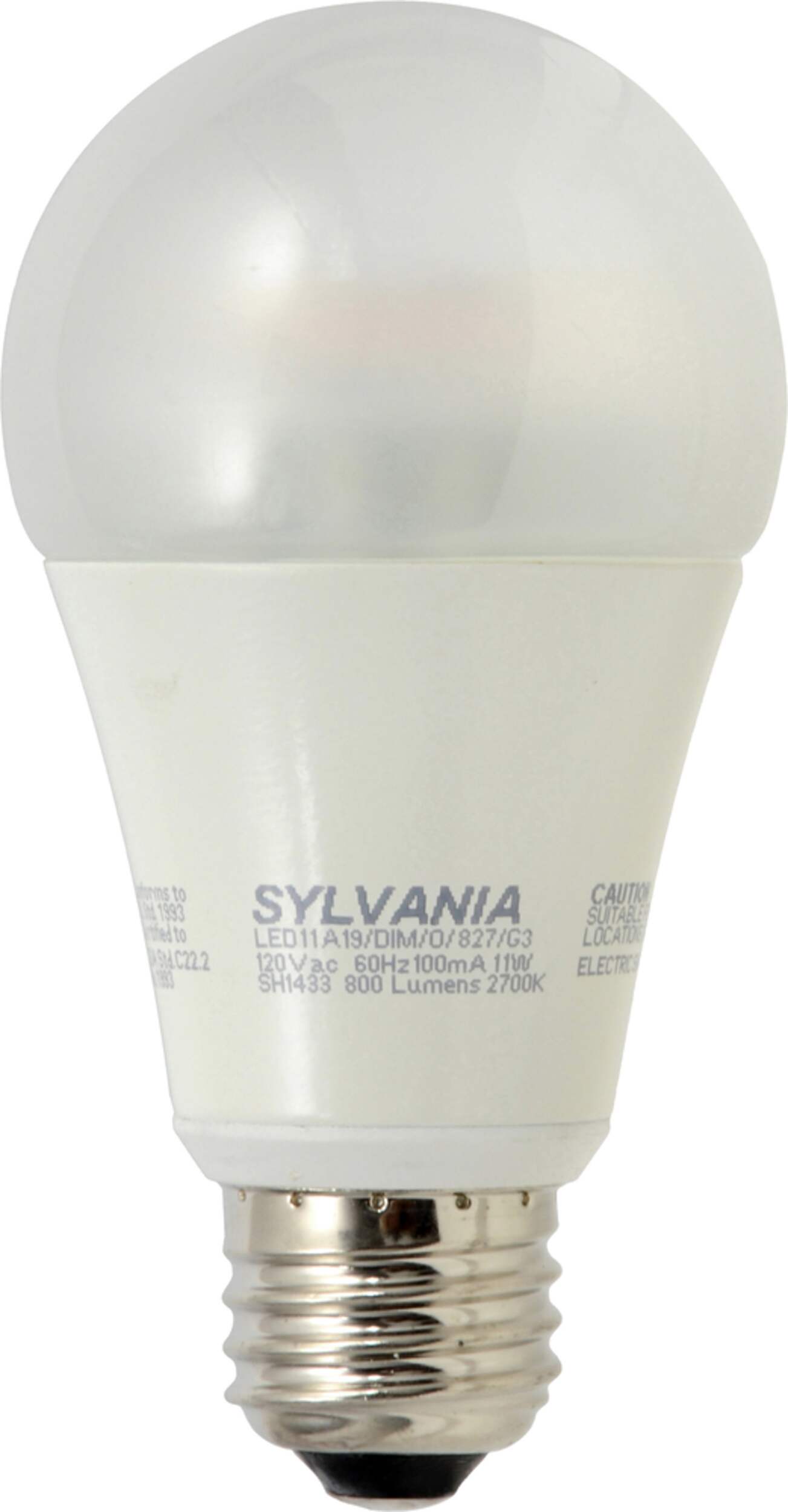 Sylvania A19 60W Equivalent Dimmable LED Bulb Front_Flat