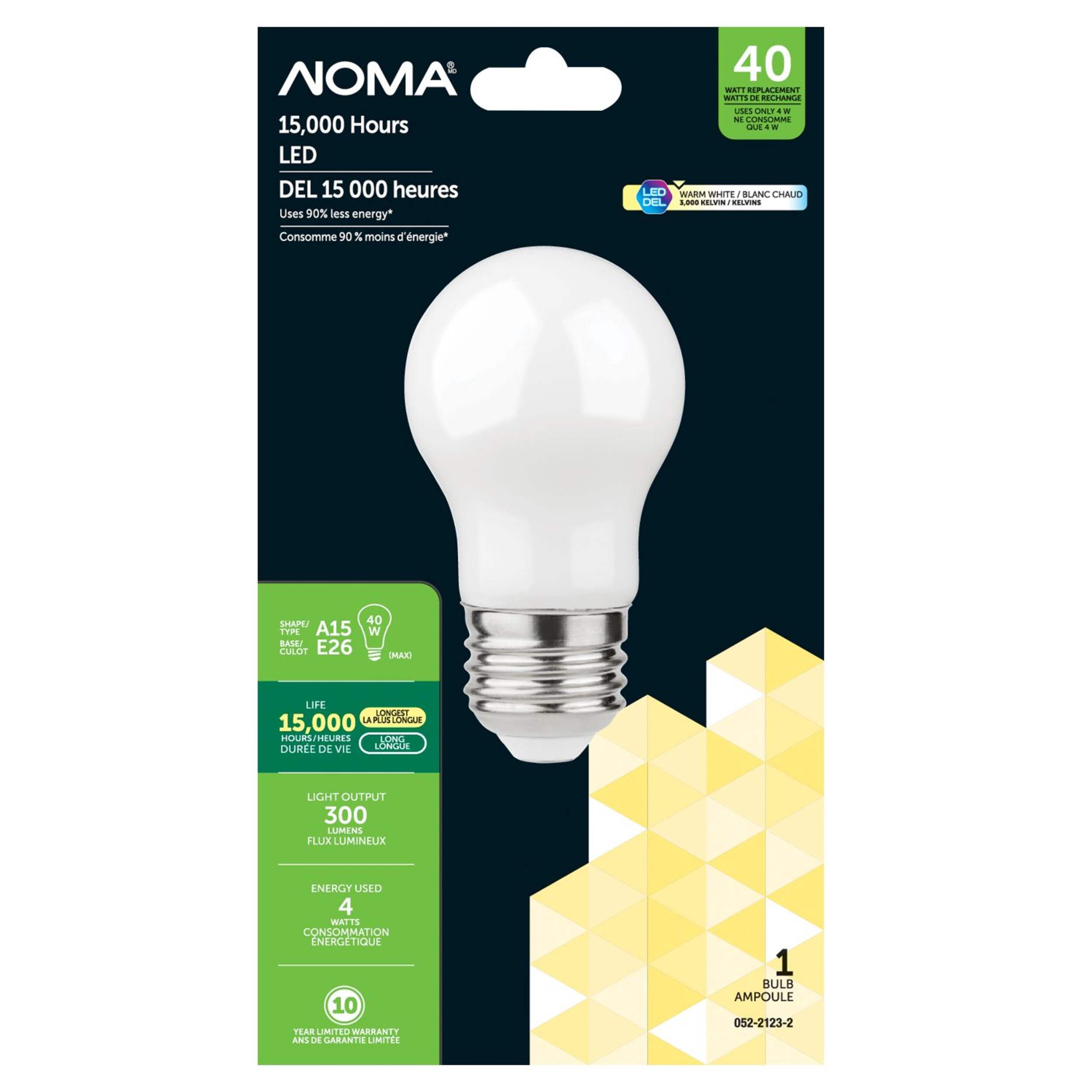 NOMA A15 LED Frosted Bulb Front_Flat