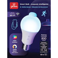 Globe Motion Sensor Smart Adjustable Colour Bulb Front_Flat