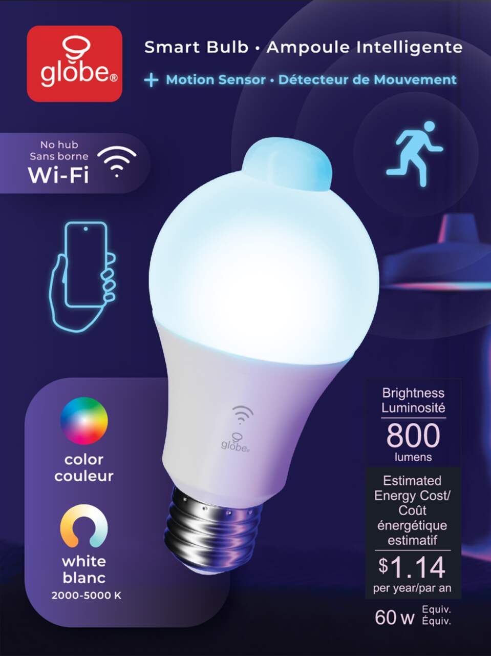 Lampe Led Sphérique – 7 à 9 Watt (3 couleurs) - Energical