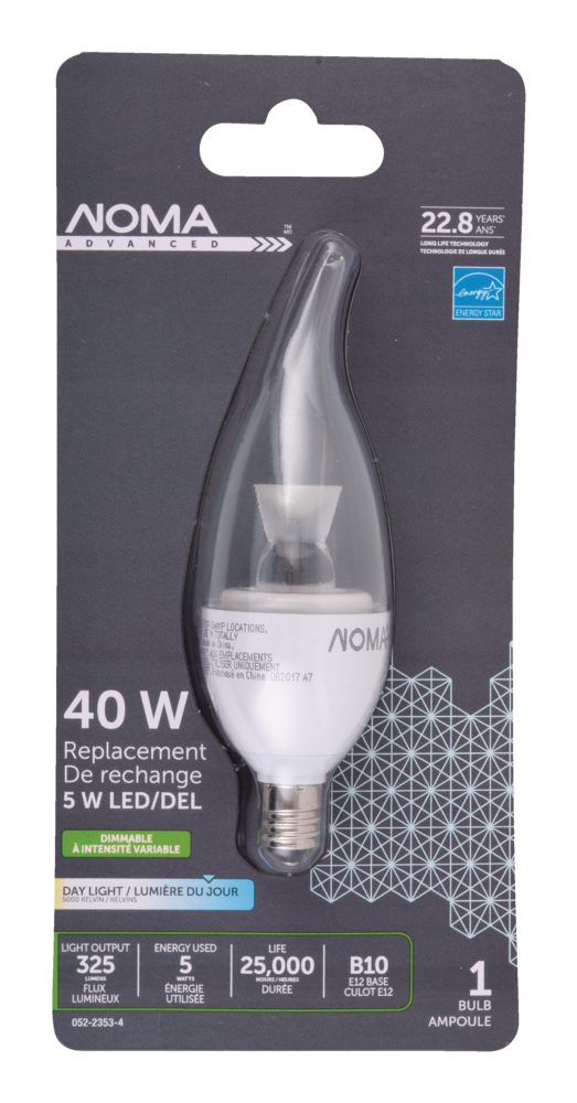 Ampoule à DEL NOMA pour lustre, 40 W, intensité variable, lumière du