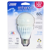 Feit Electric A19 60W Equivalent LED Bulb, Soft White Front_Flat