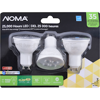 NOMA PAR16 GU10 Base Dimmable LED Flood Light Bulbs, 3000K, 315 Lumens, Warm White, 35W, 3-pk Front_Flat