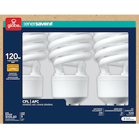 CFL Non-Dimmable Light Bulbs, 2700K, 1600 Lumens, Soft White, 120W, 3-pk