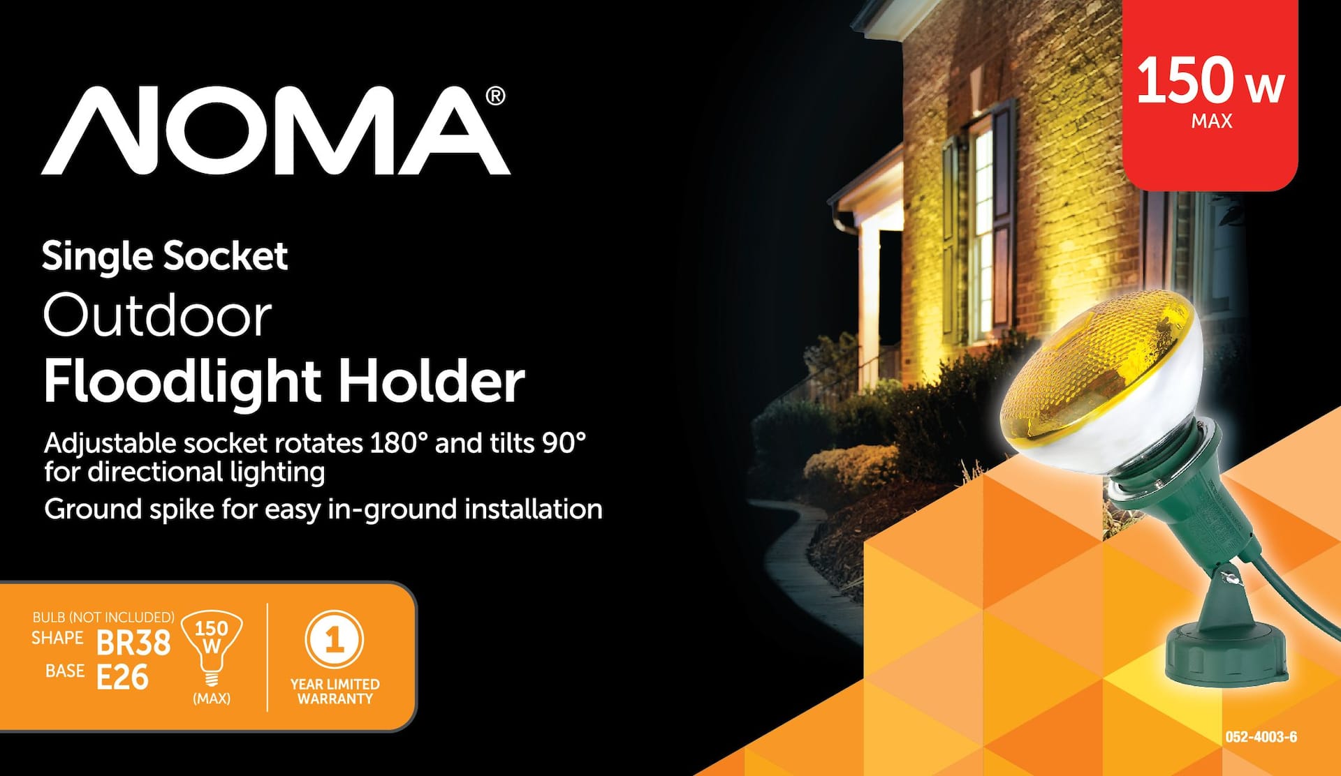 NOMA Outdoor Security Flood Light Holder, Weather-Resistant