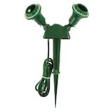 NOMA Outdoor Double Socket Flood Light with Ground Spike, Weather-Resistant, Front_Flat