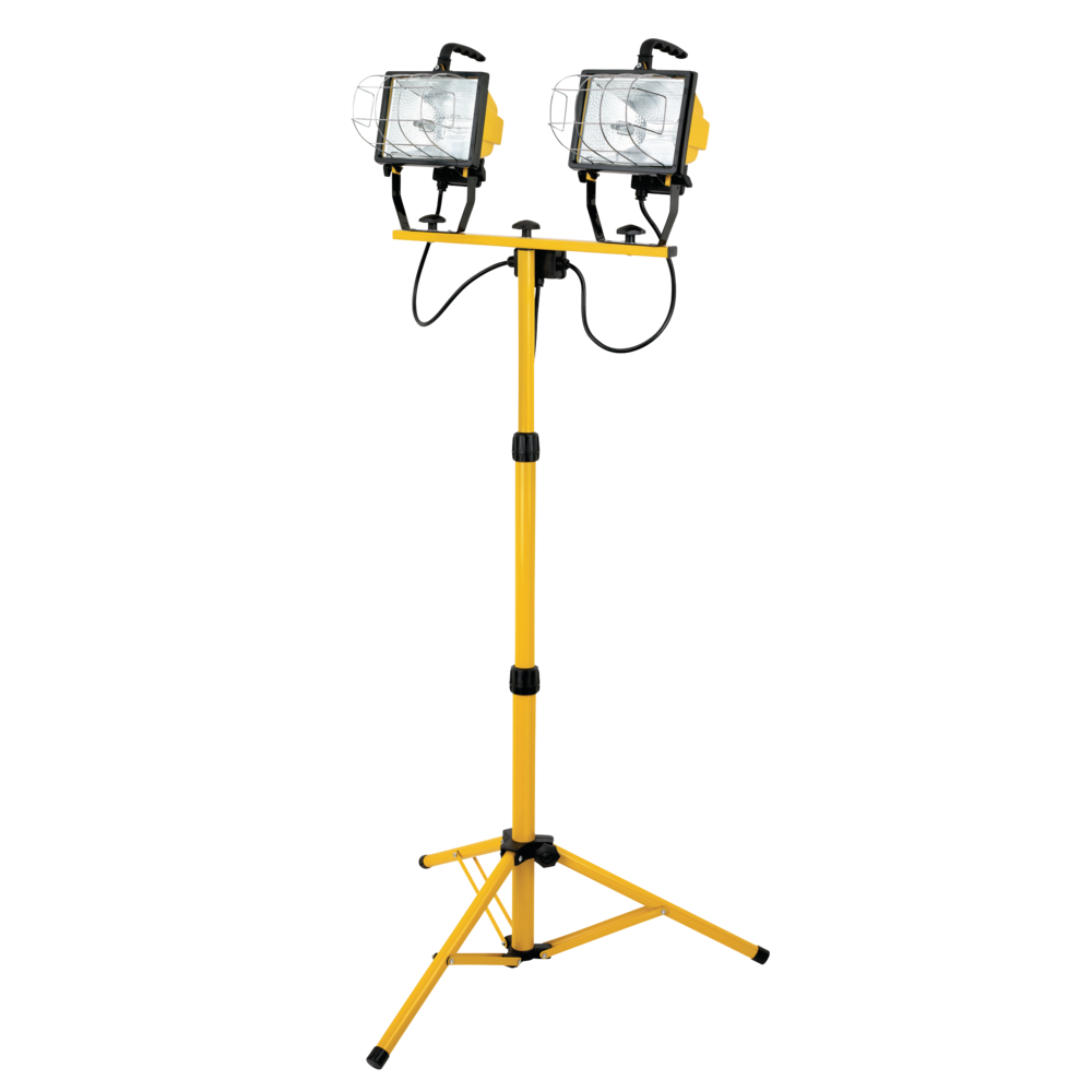 NOMA Twin-Head Halogen, Flood Light with Tripod, 2700K, Weather Resistant,  5-ft Cord, 1000W