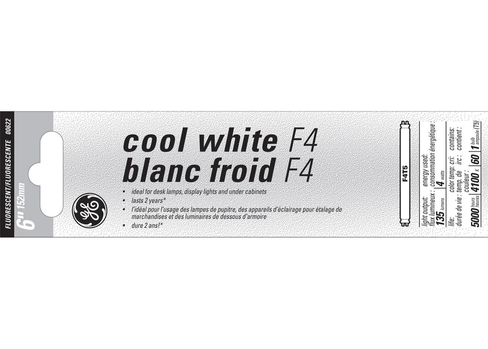 Sylvania 4W T5 Fluorescent Tube Bulb, 6-in, Cool White Canadian Tire