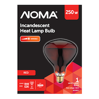 NOMA R40 E26 Base Heat Lamp Dimmable Incandescent Light Bulb, 565 Lumens, Red, 250W