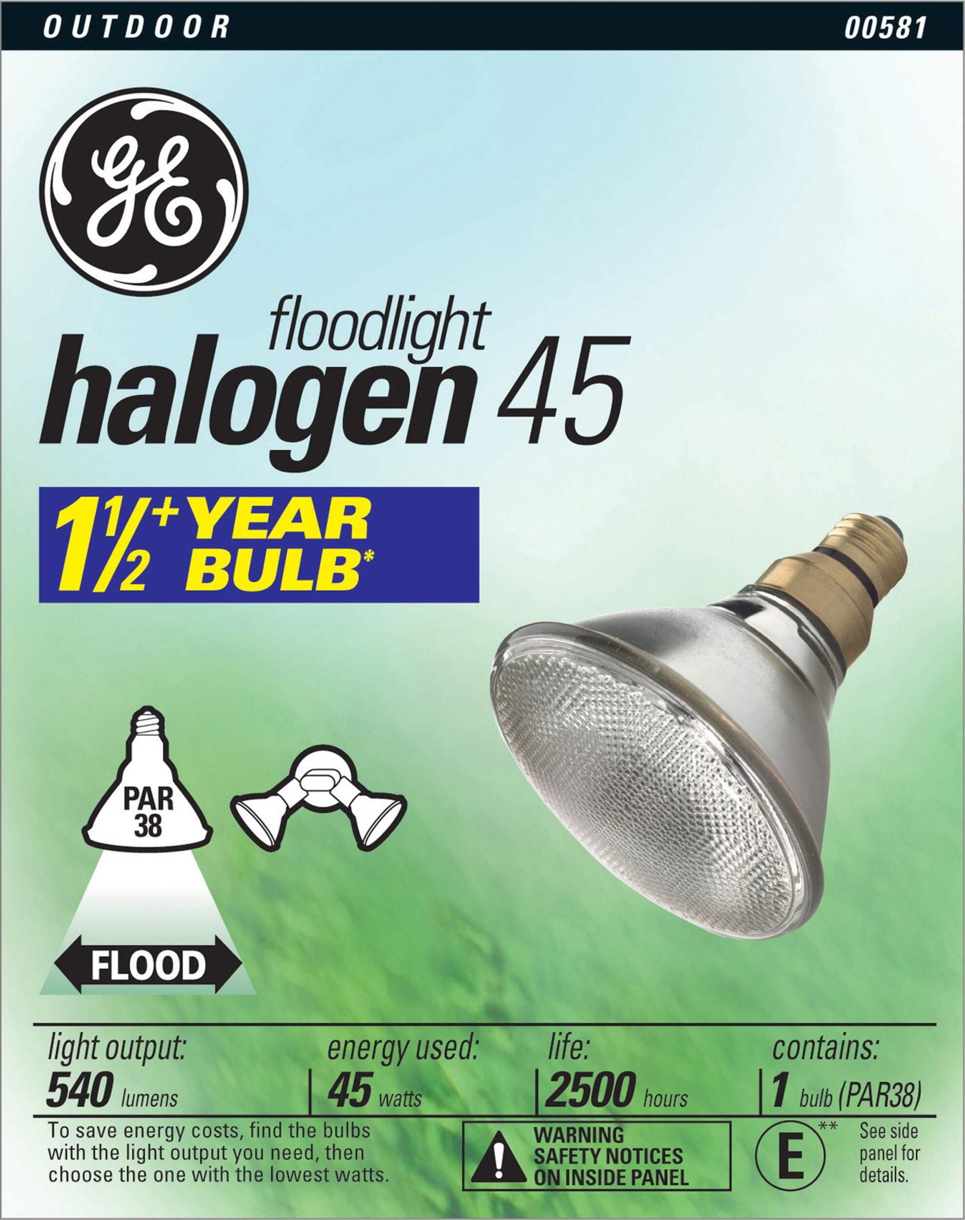GE 45W PAR38 Halogen Floodlight Bulb Front_Flat