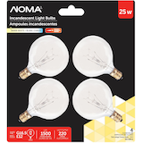 Ampoules à intensité variable transparentes à culot E12 NOMA G16.5, 220 lumens, blanc chaud, 25 W, paq. 4 Front_Flat