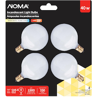 NOMA 40W G16.5 Incandescent Globe Bulbs, White, 4-pk