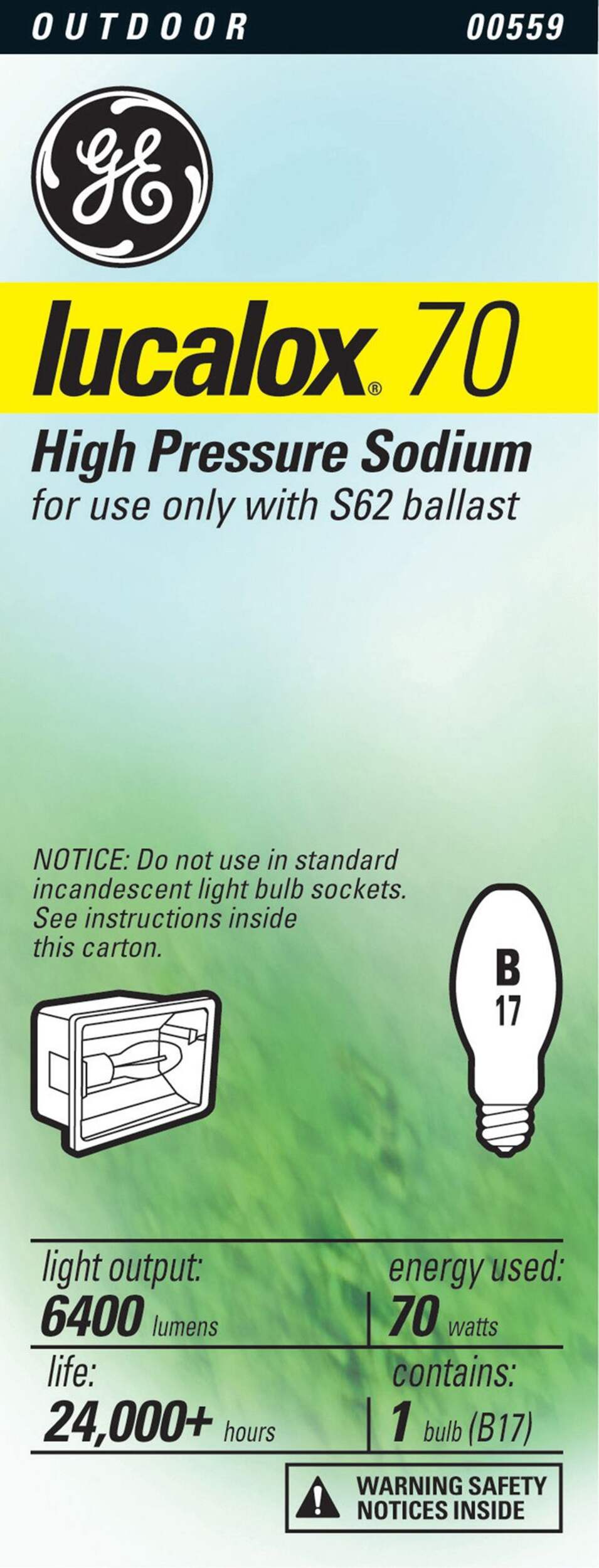 GE 70W B17 Medium Base Sodium Bulb Front_Flat