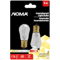 NOMA S6 E12 Base, Filament Dimmable Incandescent Light Bulb, 30 Lumens, Warm White, 6W Front_Flat