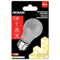 NOMA A15 E26 Base Oven Frosted Incandescent Light Bulb, 350 Lumens, Warm White, 40W Front_Flat