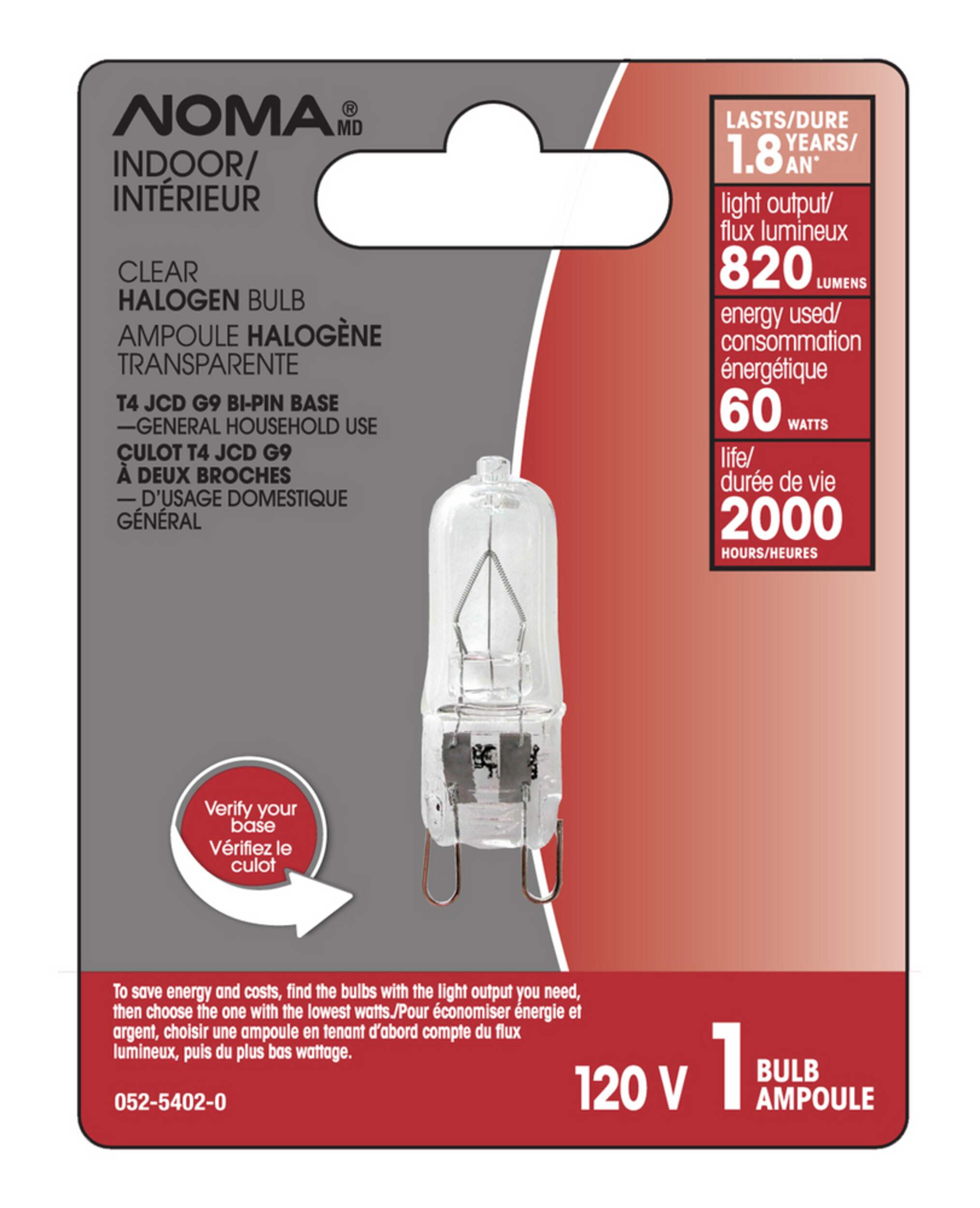 Ampoule halogène à intensité encapsulée à culot à 2 broches G9 NOMA