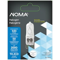 NOMA G9 Bi-Pin Base Indoor Clear Dimmable Halogen Light Bulb Lamp, 750 Lumens, 50W Front_Flat