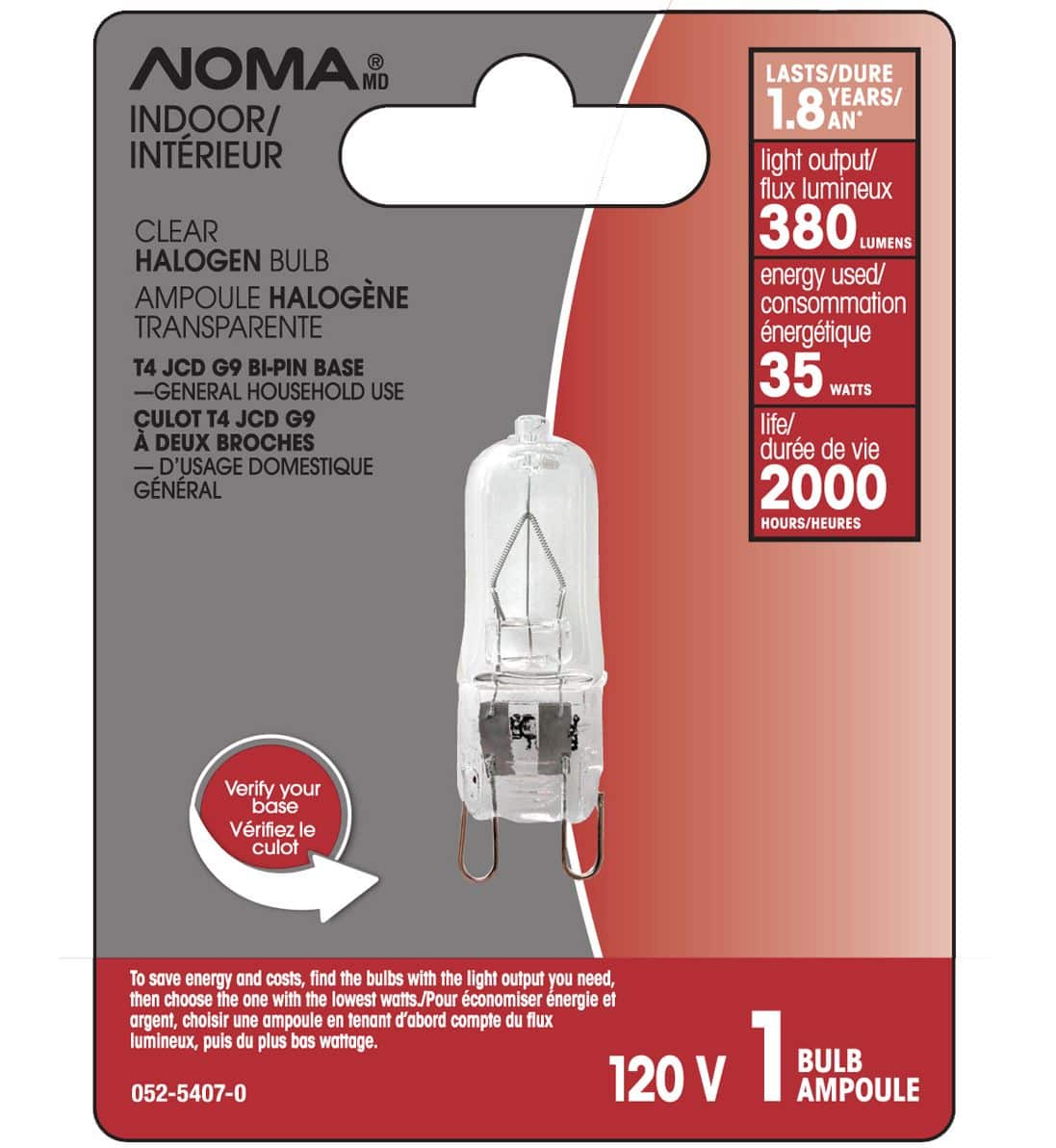 NOMA G9 Bi-Pin Base Indoor Clear Dimmable Halogen Light Bulb Lamp