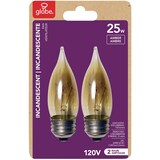 Globe E26 Base Flame Tip Incandescent Light Bulb, Amber, 25W Front_Flat