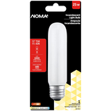 NOMA T10 E26 Base Frosted Dimmable Incandescent Light Bulb, 180 Lumens, Warm White, 25W Front_Flat