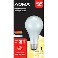 NOMA A21 E26 Base 3-Way Trilight, Dimmable Incandescent Light Bulb, Warm White, 50/150/150W Front_Flat
