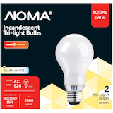 NOMA A21 E26 Base 3-Way Trilight Dimmable Light Bulbs, Warm White, 50/150/150W, 2-pk Front_Flat