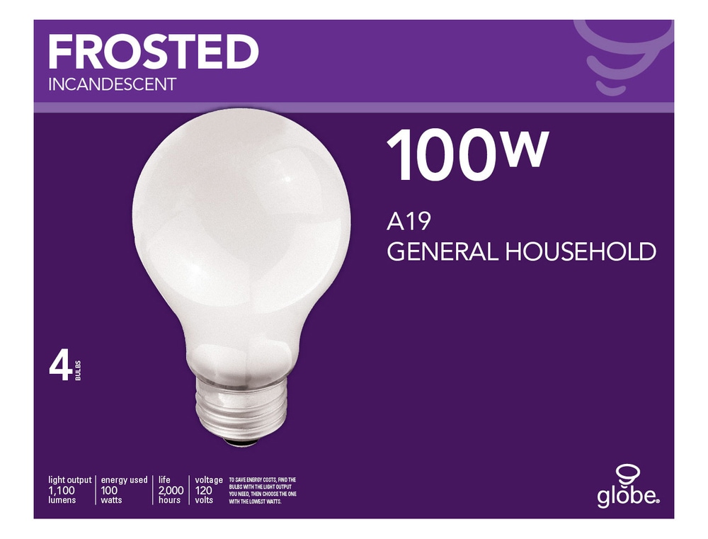 Ampoule globe incandescente givrée, 100 W, paq. 4 Canadian Tire