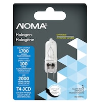 NOMA GY8.6 Bi-Pin Base Indoor Clear Dimmable Halogen Light Bulb Lamp, 1700 Lumens, 100W Front_Flat