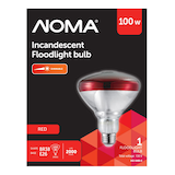 NOMA BR38 E26 Base Dimmable Incandescent Flood Light Bulb, Red, 100W Front_Flat