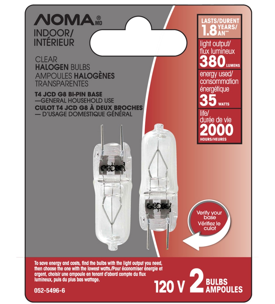 Ampoules halogènes à intensité variable transparentes pour l'intérieur à culot à 2 broches G8